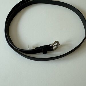 Black Leather Belt with Silver Buckle Size XL